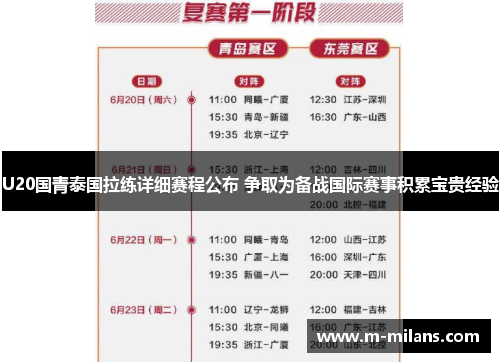 U20国青泰国拉练详细赛程公布 争取为备战国际赛事积累宝贵经验
